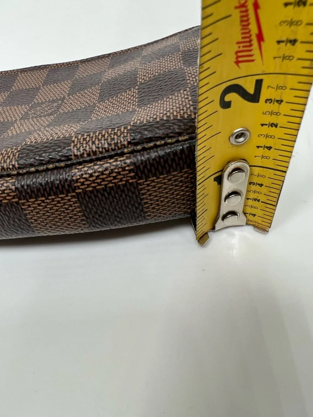 Louis Vuitton Damier Ebene Mini Pochette Accessoires Pouch Chain Bag Brown